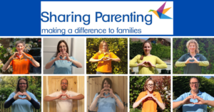 Sharing Parenting team heart shapes with their hands