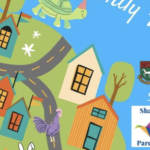 Picture of houses and Sharing Parenting and Suffolk Library logo 