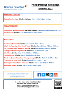 What's On for Parents Winter&Spring SPRING 2023
